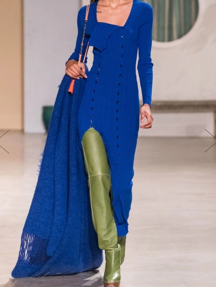 Jacquemus Blue Knit Maxi Dress Button 2 